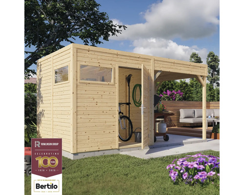 Gartenschuppen mit Vordach zur Aufbewahrung von Gartengeräten und Fahrrädern