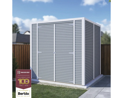 Gartenhaus Bertilo Cubico 3 Fineline 208 x 212 cm hellgrau Gartenschuppen mit Doppeltür für den Aussenbereich