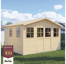 Gartenschuppen aus Holz mit Fenstern und Doppeltür