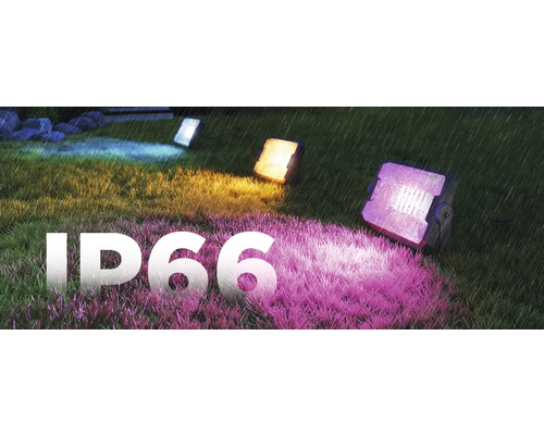 Symbolbild: IP66 Schutzart für Außenleuchten, Schutz gegen starkes Strahlwasser