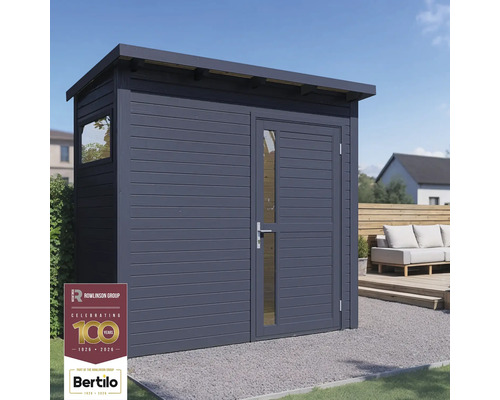 Gartenhaus mit Fenster und Tür mit Glasausschnitt