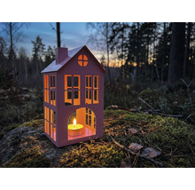 Dekorative Windlicht Laterne in Hausform mit Teelicht für stimmungsvolle Beleuchtung im Innen- und Außenbereich