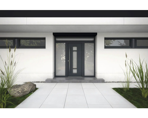 Moderne Haustür mit Seitenteilen und geradlinigem Design