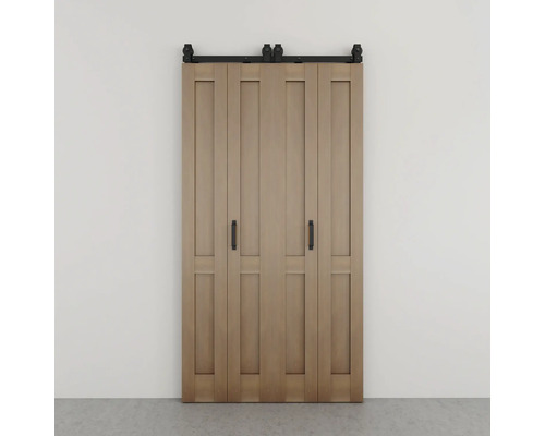 Holzschiebetür mit Beschlägen an einer Wand