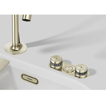 Küchenarmatur mit Drehknöpfen zur Temperatureinstellung und Ablaufgarnitur von Blanco