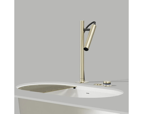 Blanco Spültischarmatur mit Abtropffläche und Bedienknopf