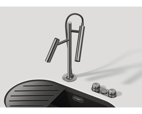 Küchenarmatur mit Spüle und Bedienelementen