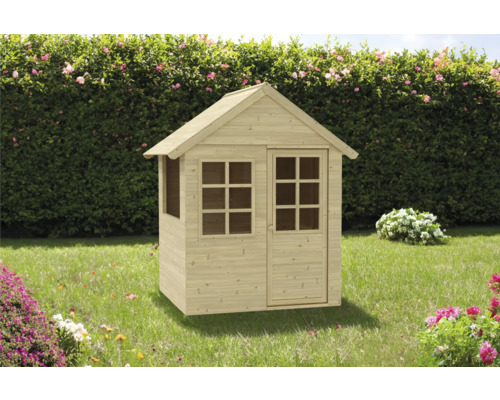 Spielhaus Holla 121 x 97,5 cm Holz mit Fenster,Tür Holzspielhaus mit Tür und Fenster im Garten