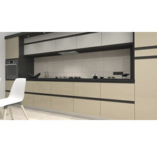 Moderne Küche mit Einbauschränken, Herd und Arbeitsfläche