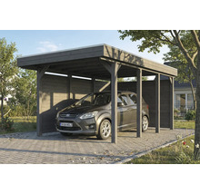 Auto unter einem Carport aus Holz