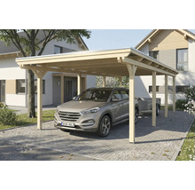 Auto unter einem Carport aus Holz