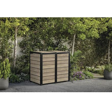 Mülltonnenbox mit Holzverkleidung im Garten