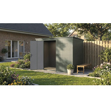 Garten Szene mit Gerätehaus, teilweise geöffnet