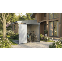 Metall Fahrradgarage mit zwei Fahrrädern im Garten