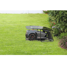 Rasenmähroboter auf einer Rasenfläche