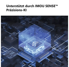 Illustration einer Prozessoreinheit mit IMOU SENSE Präzisions-KI für intelligente Bildanalyse.