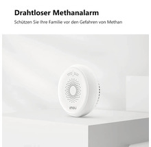 Drahtloser Methanalarm von Imou, runder Gasmelder zur Detektion von Methangas.