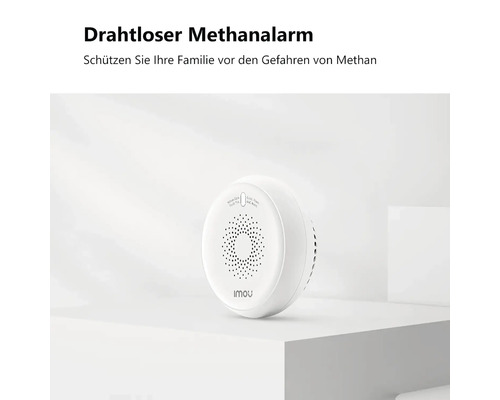 Drahtloser Methanalarm von Imou, runder Gasmelder zur Detektion von Methangas.