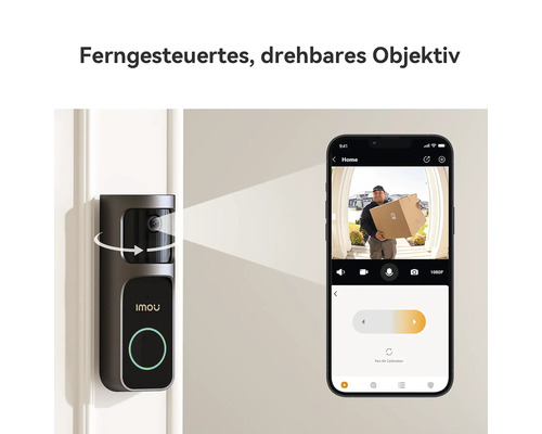 Imou smarte Türklingel mit ferngesteuertem, drehbarem Objektiv, Steuerung über eine Smartphone-App.