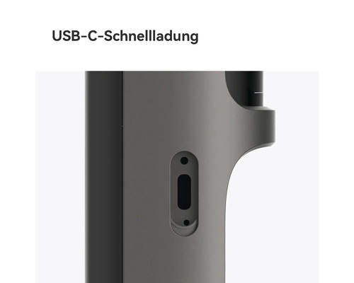 Nahaufnahme eines Produkts mit USB-C-Anschluss für Schnellladung.