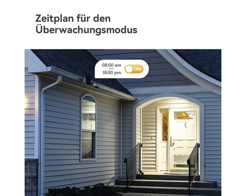 Zeitplan für den Überwachungsmodus einer Sicherheitskamera an einem Hauseingang.