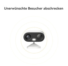 Überwachungskamera mit Scheinwerfer zur Abschreckung unerwünschter Besucher.