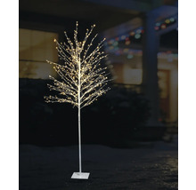 Beleuchteter LED-Baum mit warmweißen Lichtern für den Außenbereich, dekorative Weihnachtsbeleuchtung auf einem Standfuß.