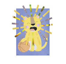 Bastelset Löwe aus Tonkarton mit einer Mähne aus Papierstreifen und einem Basketball, folia Logo