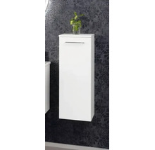 Weißer Badezimmer-Hängeschrank mit einer Tür und horizontalem Griff.