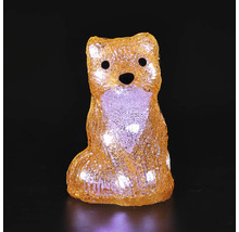 Orangefarbene LED-Dekofigur Fuchs aus Acryl, sitzend, beleuchtet, für den Innenbereich und Außenbereich.