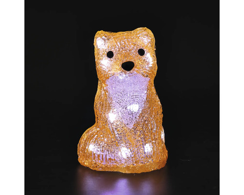 Orangefarbene LED-Dekofigur Fuchs aus Acryl, sitzend, beleuchtet, für den Innenbereich und Außenbereich.