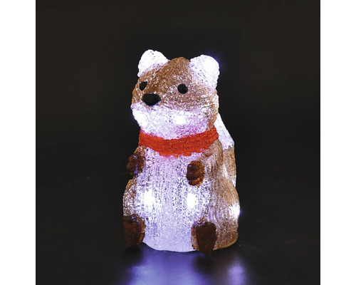 Sitzendes LED-Eichhörnchen aus Acryl mit Schal, beleuchtet.