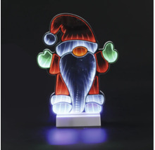 LED-Weihnachtswichtel mit Infinity-Spiegeleffekt, dekorative Leuchtfigur für Weihnachten auf weißem Sockel.