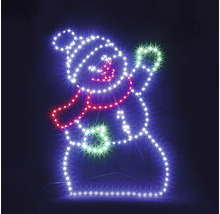 LED-Lichtsilhouette in Form eines Teddybären mit Mütze und Schal.