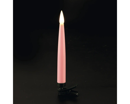 LED-Christbaumkerze mit Clip, rosa
