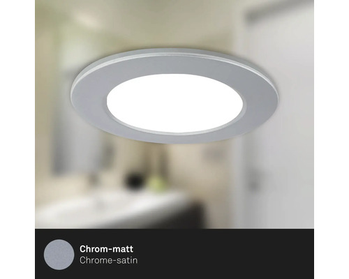 Runde LED Einbauleuchte in mattem Chrom für den Innenbereich