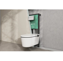 hansgrohe Wand-WC mit Unterputz-Spülkasten und Montagerahmen in einer Schnittansicht an einer Wand.