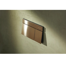 Hansgrohe Betätigungsplatte für WC mit 2-Mengen-Spülung in Bronze-Optik an einer Wand montiert.