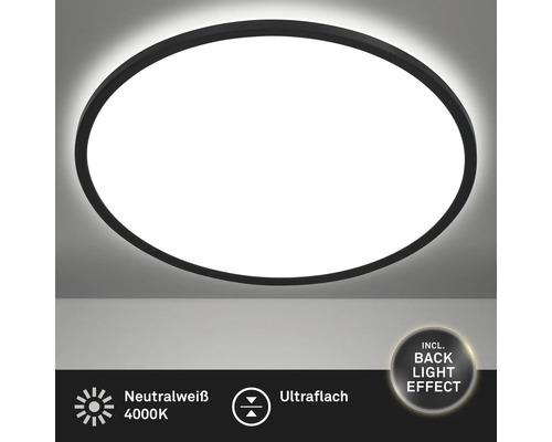 Runde LED-Deckenleuchte, ultraflach, neutralweißes Licht 4000 Kelvin, mit Backlight-Effekt.
