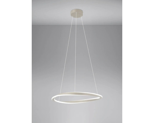 LED-Pendelleuchte in Ringform, modern, mit minimalistischer Seilaufhängung.