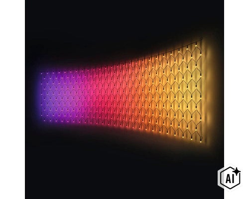 LED Lichternetz mit Farbverlauf als Wanddekoration für den Innen und Außenbereich (Image AI modified or generated)