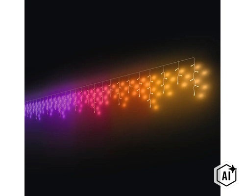 LED Lichtervorhang mit Farbverlauf als Weihnachtsbeleuchtung (Image AI modified or generated)