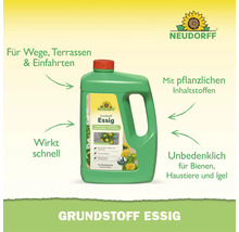 Neudorff Grundstoff Essig Unkrautvernichter in einer 3 Liter Flasche zur Anwendung auf Wegen Terrassen und Einfahrten mit pflanzlichen Inhaltsstoffen.