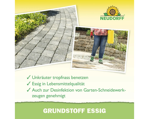 Neudorff Grundstoff Essig zur Unkrautbekämpfung auf Wegen und zur Desinfektion von Gartengeräten