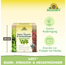 Neudorff Azet Baum-, Strauch- & Heckendünger, 5 kg Packung mit Mykorrhiza und Mikroorganismen zur Düngung von Gehölzen im Garten.