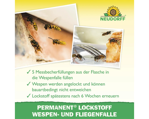 Neudorff Permanent Wespen- und Fliegenfalle Lockstoff zur Wespenbekämpfung mit Anwendungshinweisen