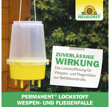 Neudorff Permanent Wespen- und Fliegenfalle als Kunststoffbehälter mit Aufhängung zur Befallskontrolle im Garten.
