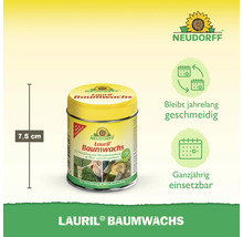 Neudorff Lauril Baumwachs für die Veredelung und Wundbehandlung von Obst und Ziergehölzen in einer 7,5 Zentimeter hohen Dose.