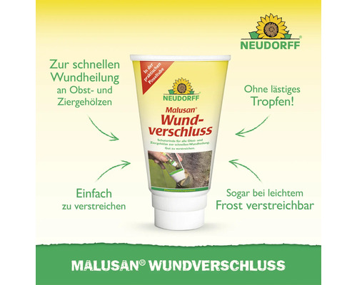 Neudorff Malusan Wundverschluss Tube zur Wundheilung an Obst und Ziergehölzen mit Pinselaufsatz.
