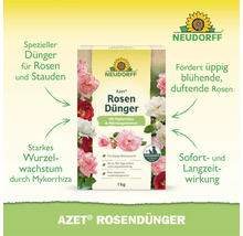 Neudorff Azet Rosendünger Packung 1 kg mit Mykorrhiza und Mikroorganismen für kräftige Pflanzen und reiche Blüte.